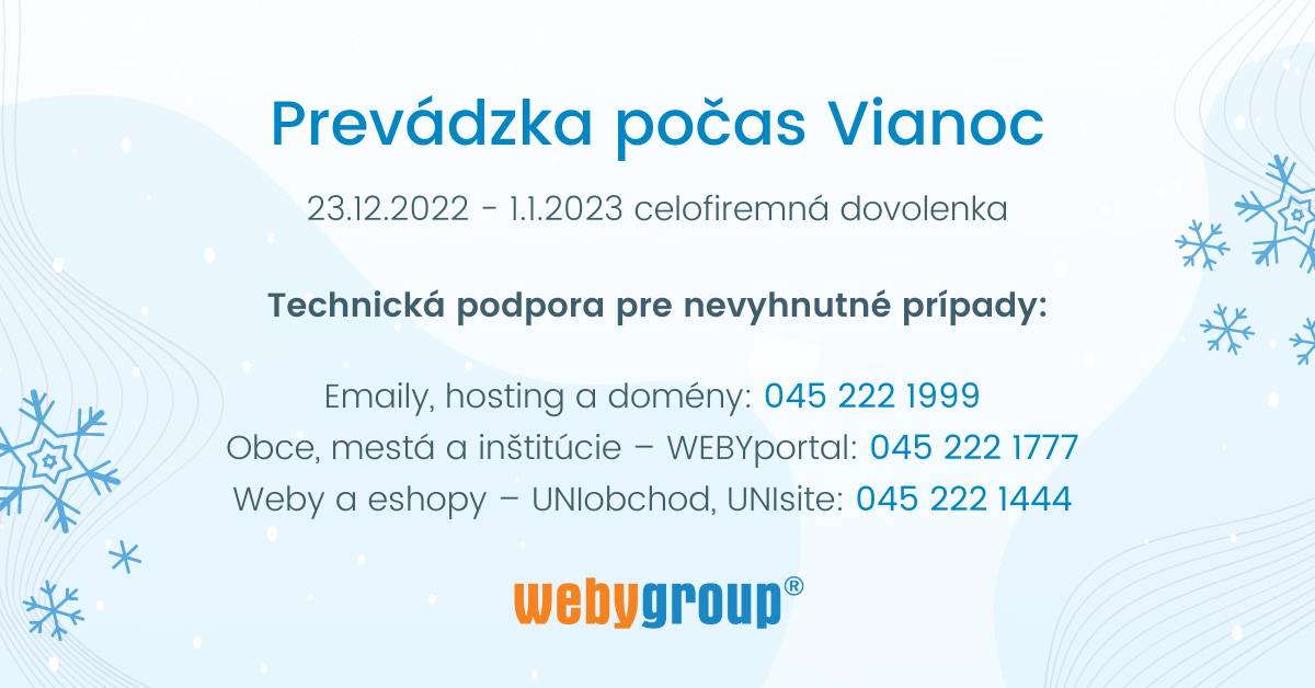 Informácia: O prevádzke počas Vianoc Informácia: O prevádzke počas Vianoc